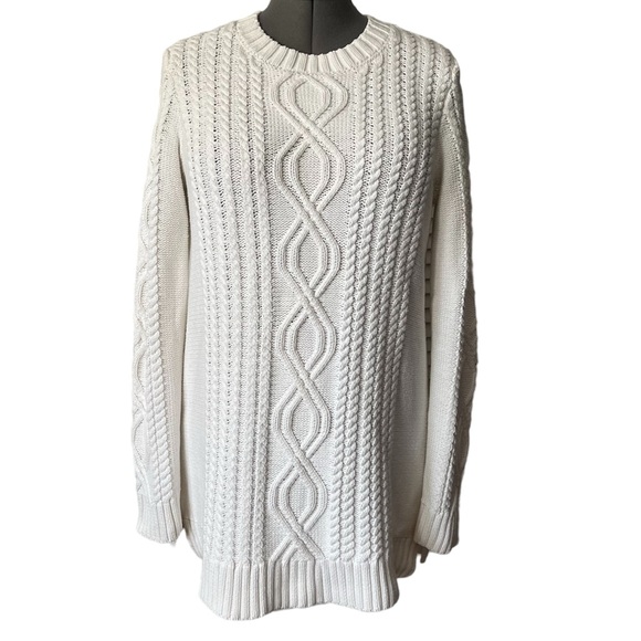 Hatley Sweaters - Hatley chunky cotton knit tunic sweater white L